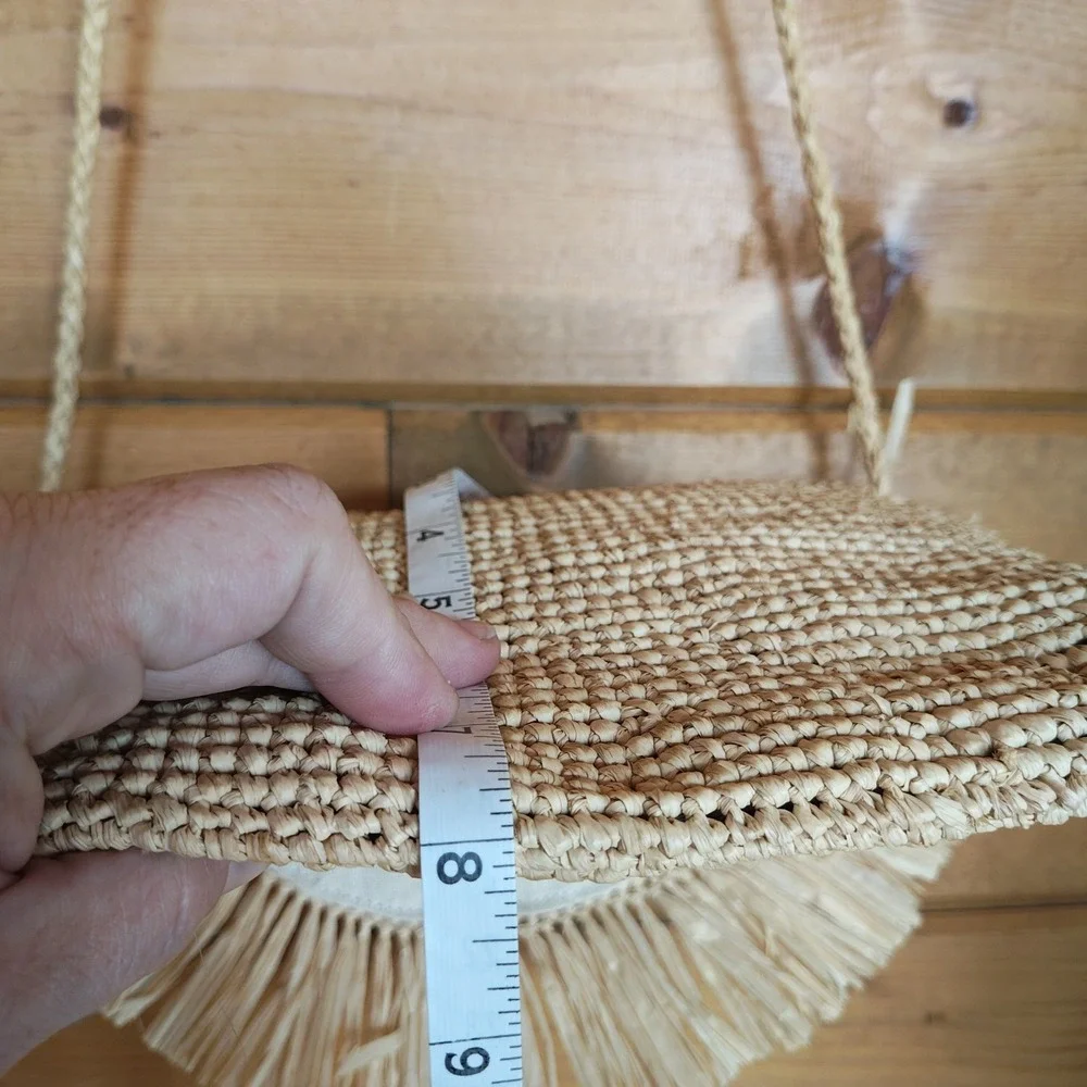 Mar Y Sol NWT Mia Raffia Handmade Clutch Bag Crossbody Purse Boho Fringe Coastal